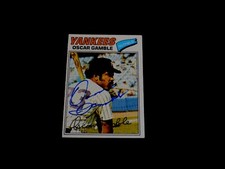 Oscar Gamble Autographed 1977 Topps New York Yankees Baseball Card #505 AUTO EM