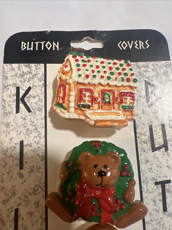 Vtg 90s Killer Button Covers Holiday Christmas Winter Gingerbread Man. New - Image 2 of 4