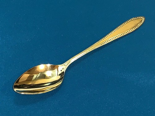 RARE Vintage Imperial Japan 24K Gold Plated Bead Design Flatware Teaspoon Spoon