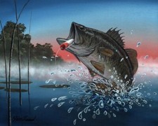 Ceramic Backsplash Tile Mural Fishing Kitchen/Bathroom/Shower - Bass
