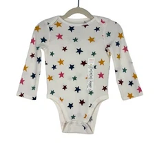 Jumping Beans Baby Size 18 months White Multi Star Print Long Sleeve Bodysuit