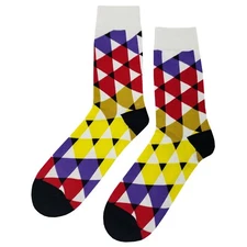 NWT Triangle Fun Dress Socks Novelty Men 8-12 Multicolor Crazy Fun Sockfly