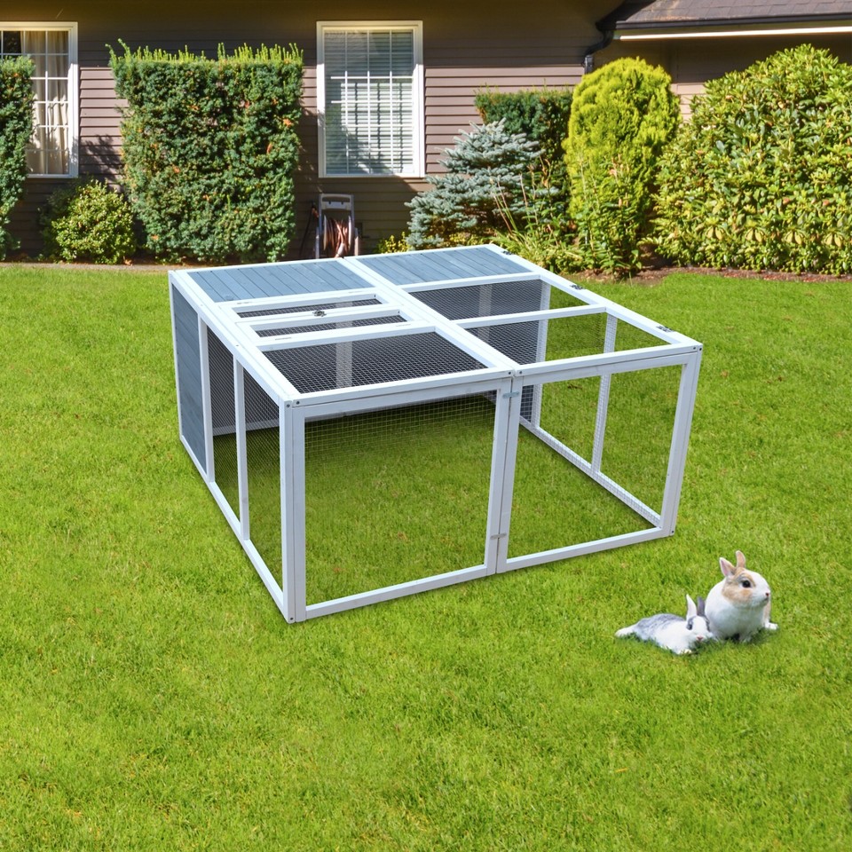 4FT FULLY FOLDING SHELTERED RABBIT / GUINEA POULTRY RUN RUNS HUTCH ...