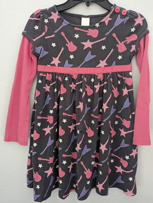 GYMBOREE Super Star Guitar Gray Purple & Pink Dress Girls Size 6