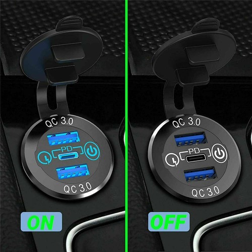 12V 24V Dual QC 3.0 USB + PD Type-C Fast Car Charger Socket Adapter Power Outlet - Picture 8 of 11