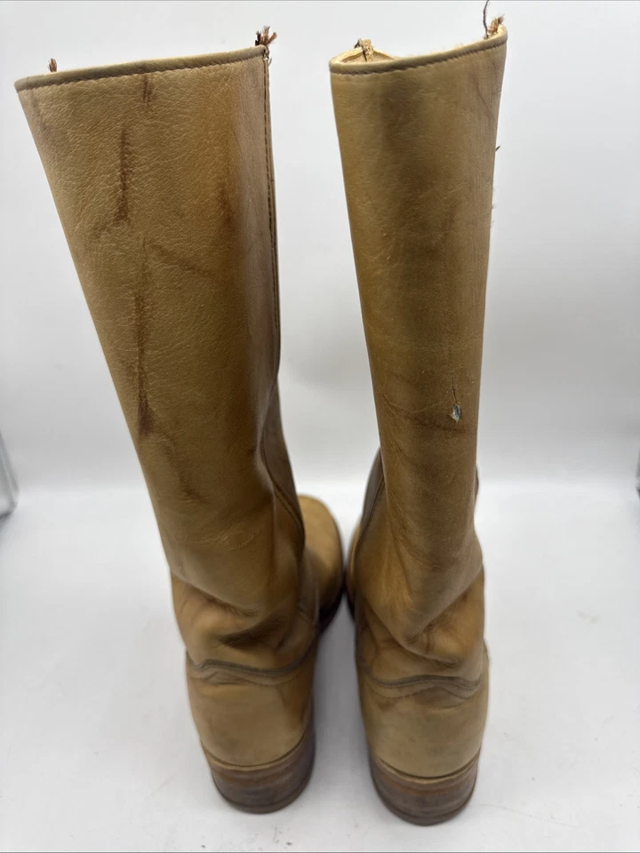 Vtg Campus Boots 7.5D Banana Leather Western Chunky Made USA 90s - Image 4 of 4