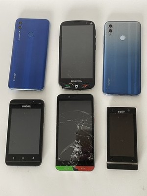 Konvolut 6 Smartphones Restposten Honor Sony Bergstrom Ondial UNGETESTET ERSATZTEILE REPARATUREN