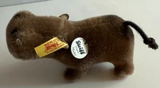 Small VTG Steiff Mohair Mocky  Hippo with Tags