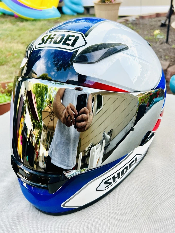 Casco completo tribal SHOEI RF-1100/espejo cromado y visera transparente/talla SM Foto 3 de 4