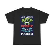 Drinking Beer And Fishing Shirt Funny Gift Outdoors Unisex Heavy Cotton Tee