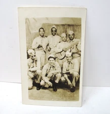WWII RPPC Seven Black USMC Marines Guitar Player Original EKC Real Photo