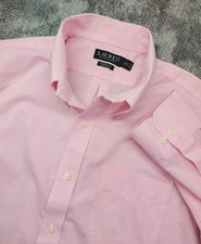 Lauren Ralph Lauren Classic Fit Shirt Men's 16 1/2 32/33 Pink Plaid Non Iron EUC
