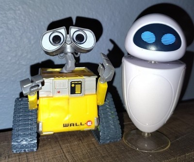Disney Pixar WALL-E and Eve collectible action figures.