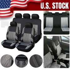 For Gmc For Sierra 1500 Hd Car Seat Covers 5-seats Cloth Protector Gray Black