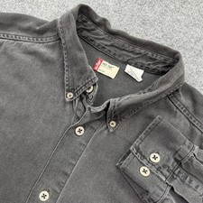 Vintage Levi's Red Tab Denim Shirt Mens XL Black Faded Western Rodeo Workwear