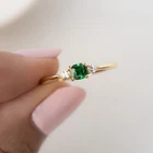Dainty Emerald Ring Stacking Promise Ring Silver Women Engagement Ring