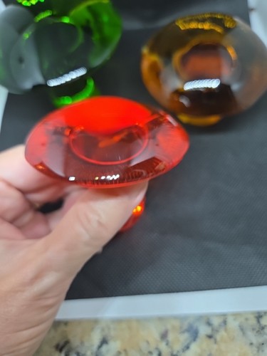 Set of 3 Viking Glass Mushrooms Green Orange Amber - Picture 4 of 14