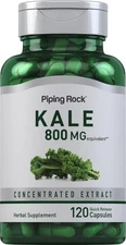 Kale Capsules 800mg | 120 Count | Non-GMO, Gluten Free | by Piping Rock