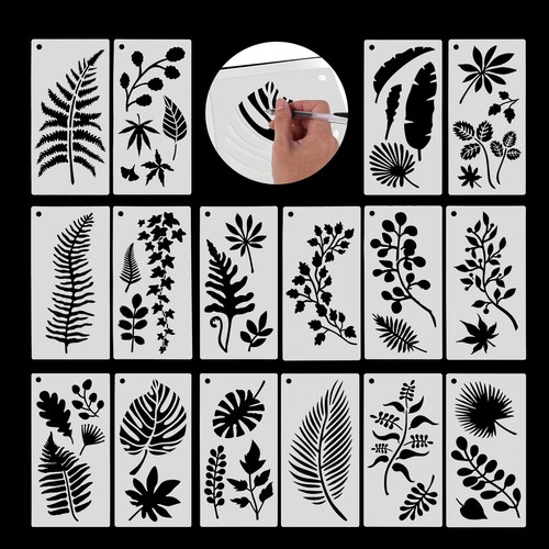 Pochoir Feuilles - 8x10cm - Réutilisable - Pour Murs/Meubles/Tissus - Design Feuillage