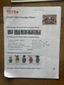 Lego 7418 Scorpion Palace w/Box, Manual + Cards, 13 pieces missing Excellent