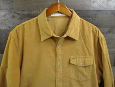 Criquet Shirt Mens XL Mustard Yellow Corduroy Western Pearl Snap Button Up Texas