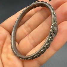 Antiker Silber Armreif DEPOSE Floral Blumen Muster verziert punziert