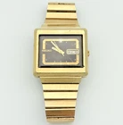VTG Seiko 5 6309-5030 TV Screen Gold-Tone Automatic Watch Chocolate Dial *Runs*