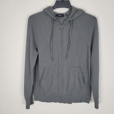 Vince Wool Cashmere Full Zip Up Hoodie Sweater Womens Medium Gray