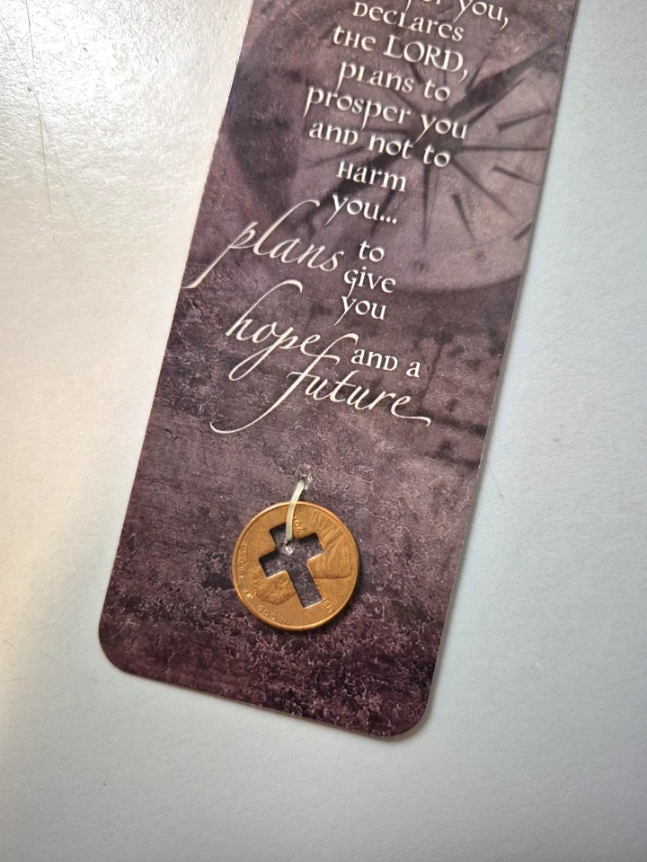 Vintage Dicksons Bookmark Penny Cross Christian Bible Verse Jeremiah 29:11 Foto 3 de 4