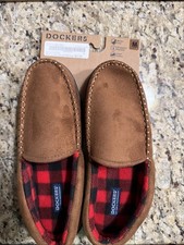 Dockers Mens Brown Slip On/moccasin Slippers Memory Foam Indoor Outdoor M 7-8