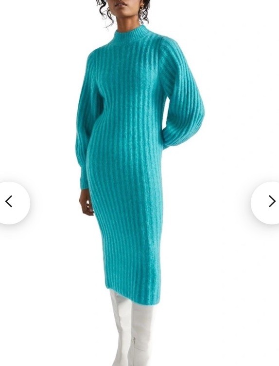 Seed Heritage Wool/Alpaca Blue Knit Midi Dress Size XS Women’s 
