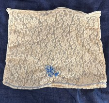 Antique Lace Collar with Blue Embroidered Trim - Victorian/Edwardian