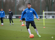 LUFC Errea 1/4 Zip Fleece Football Training Top Large 6 Blue
