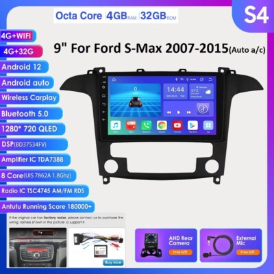 9'' CarPlay Autoradio Navi Für Ford S-Max 2006-2015 Android 12 DSP GPS AM 4+32GB