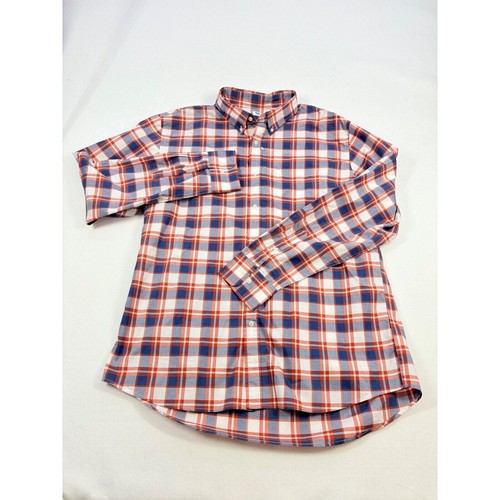 UNIQLO Herren Karo Knopfleiste Hemd XL Baumwolle Orange Blau Smart Freizeit Neu ohne Etikett - Bild 2 von 14