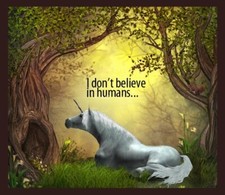 I Don't Believe In Humans Unicorn Sitting In Forest Magical Beast Fantasy MAGNET
