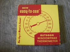 Vintage Robert Bradley See-Through WINDOWPANE THERMOMETER Never Used