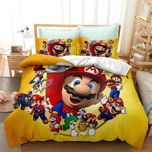 Super Mario Set Biancheria da Letto per Bambini 2/3 PZ Trapunta Copripiumino Dormitorio Singolo Matrimoniale King~ - Foto 11 di 39