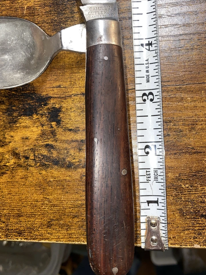 Antiguo cuchillo y cuchara hobo Camillus Cutlery CO. WW1 1917. Modelo 9511. Bonito Foto 2 de 4