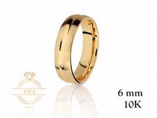 10K Yellow Gold 6mm DOMED Caved Wedding Band Ring - Comfort Fit Matte Brushed