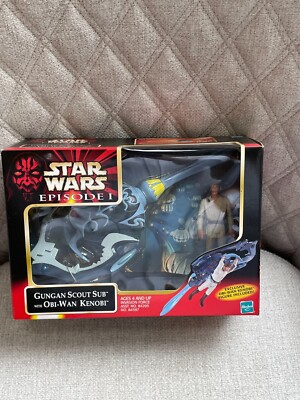 1999 STAR WARS EPISODE I GUNGAN SCOUT SUB & OBI-WAN KENOBI ACTION FIGURE NEW