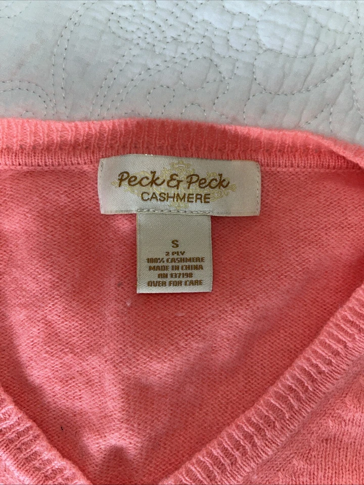 Peck & Peck Sheet 橙色羊绒毛衣,轻微磨损,无孔/眼泪,小号 — 第 2/4 张图片