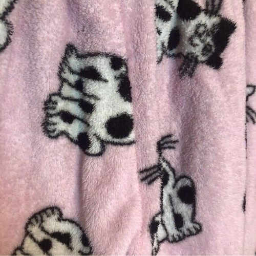 Character Youth Girls Medium Fluffy Fleece Pink Black White Cats Pajama Bottoms - Picture 11 of 11