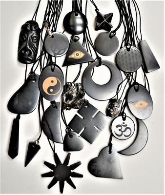 Shungite Stone Pendant Genuine Mineral EMF Shield Protection Amulet 