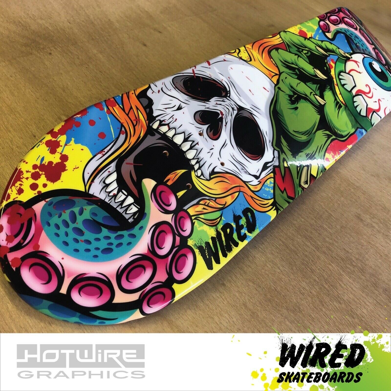 WIRED(TM) Skateboard Deck 8”x 32"High Gloss Bones (Grip Tape Applied)  8609877233874 | eBay