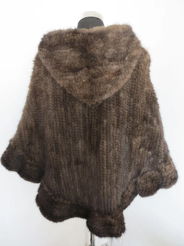 Gestrickter Echt Nerz Pelz Cape / Pelzschal / Jacke / Poncho / Schal 70*90cm - Bild 4 von 23