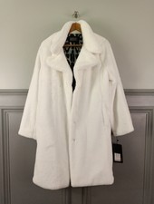 Badgley Mischka White Faux Fur Jacket Nwt Size L Kr005