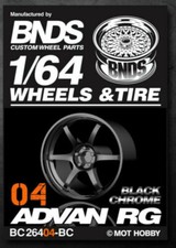 1/64 Plastic WHEELS RIMS TIRES For Diecast Models -ADVAN RG- 04 BLACK CHROME-