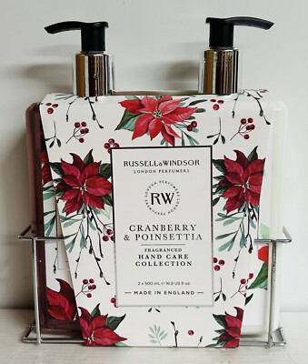 Russell & Windsor ~ Cranberry & Poinsettia Hand Care Collection 2 X 500 ml