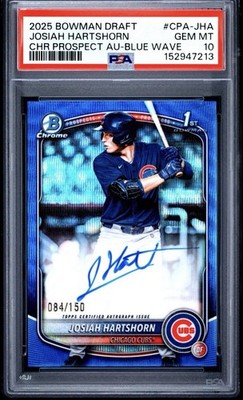 2025 Bowman Draft Josiah Hartshorn Chrome 1st Blue Wave Refractor Auto /150 Cubs